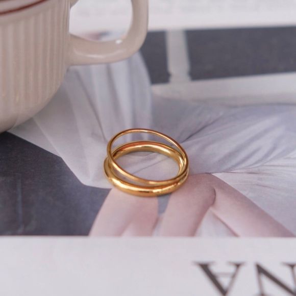 18K Gold Plated Taylor Double Open Band Ring - Picture 7 of 7